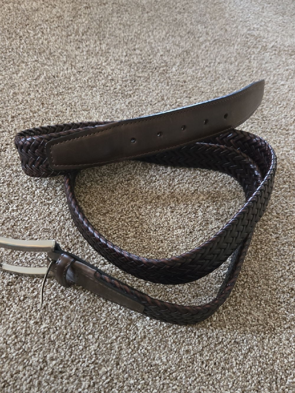 Men's Braided Leather Belt in Dark Brown